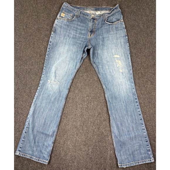 Cinch Other - Cinch Carter 2.0 Mens Distressed Relaxed Bootcut Jeans Blue 38x36 (FITS 35x34)